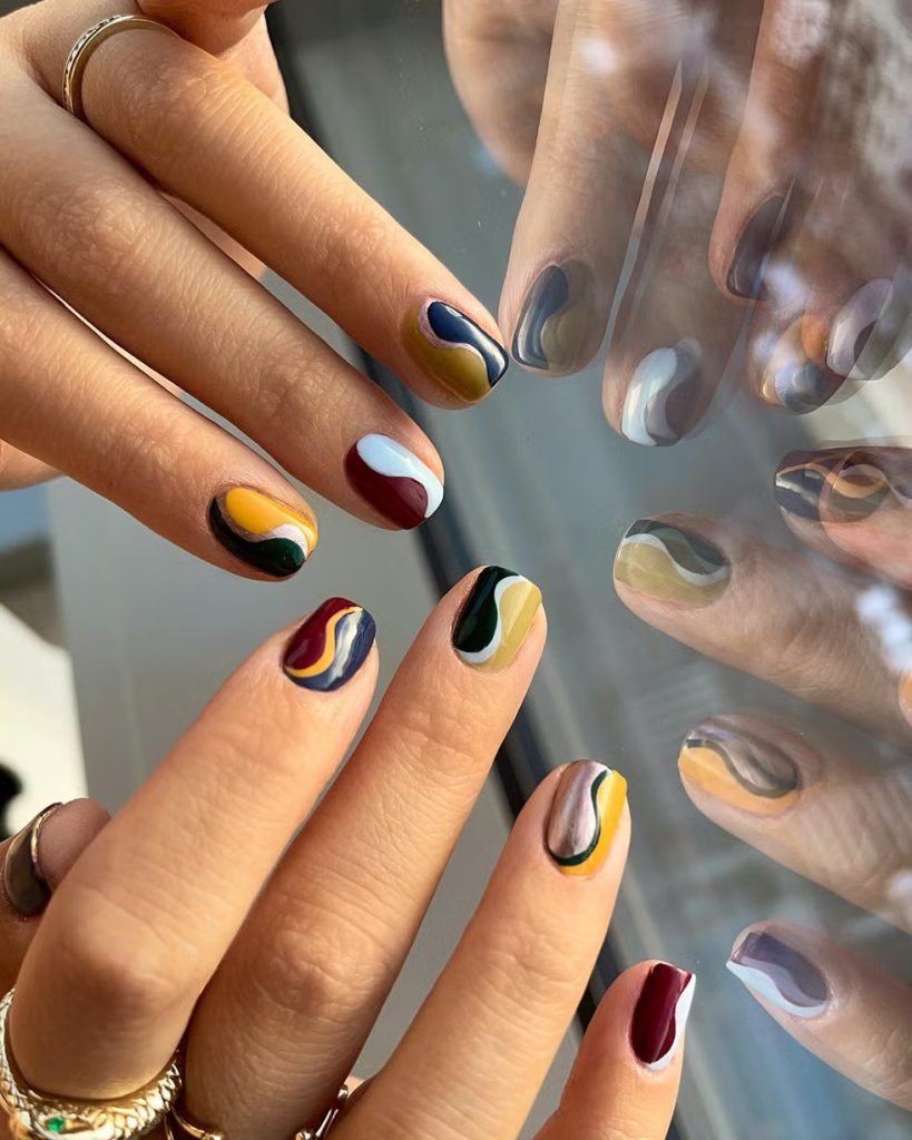 Colorful Swirls Nail