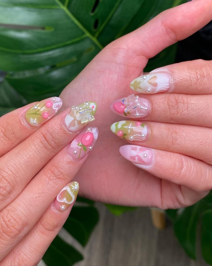 Floral 3D Nails