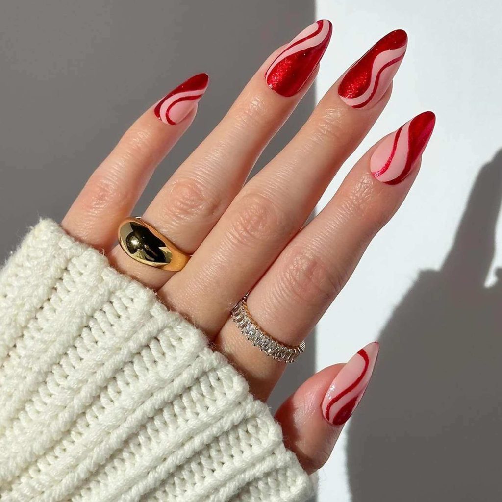 Red Swirl Nails