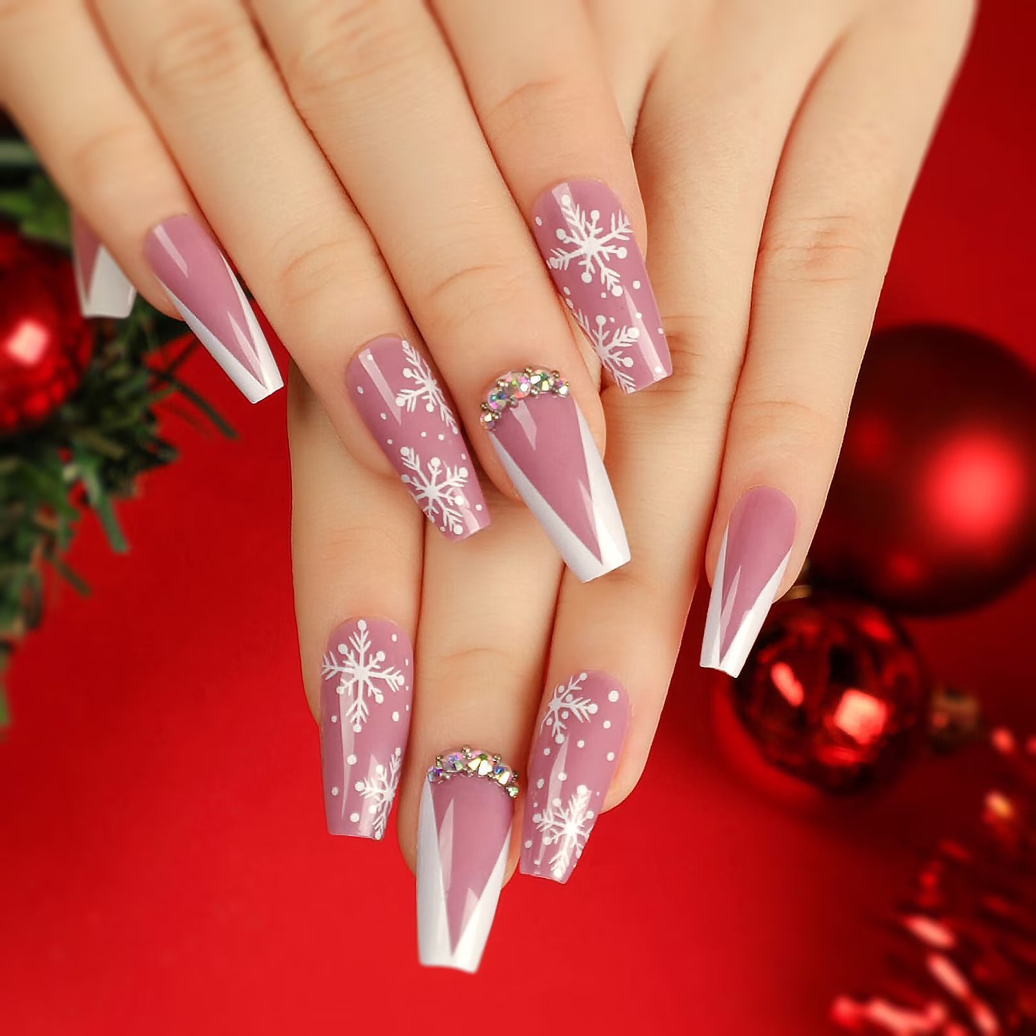 Pink Christmas Nails