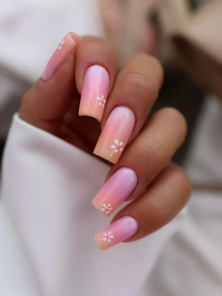 Sweet Floral Ombre Nails That Feel Like Spring on Your Fingertips