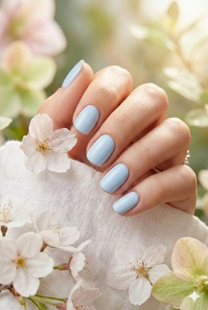 Soft Baby Blue Nails That Feel Like Pure Spring Calm