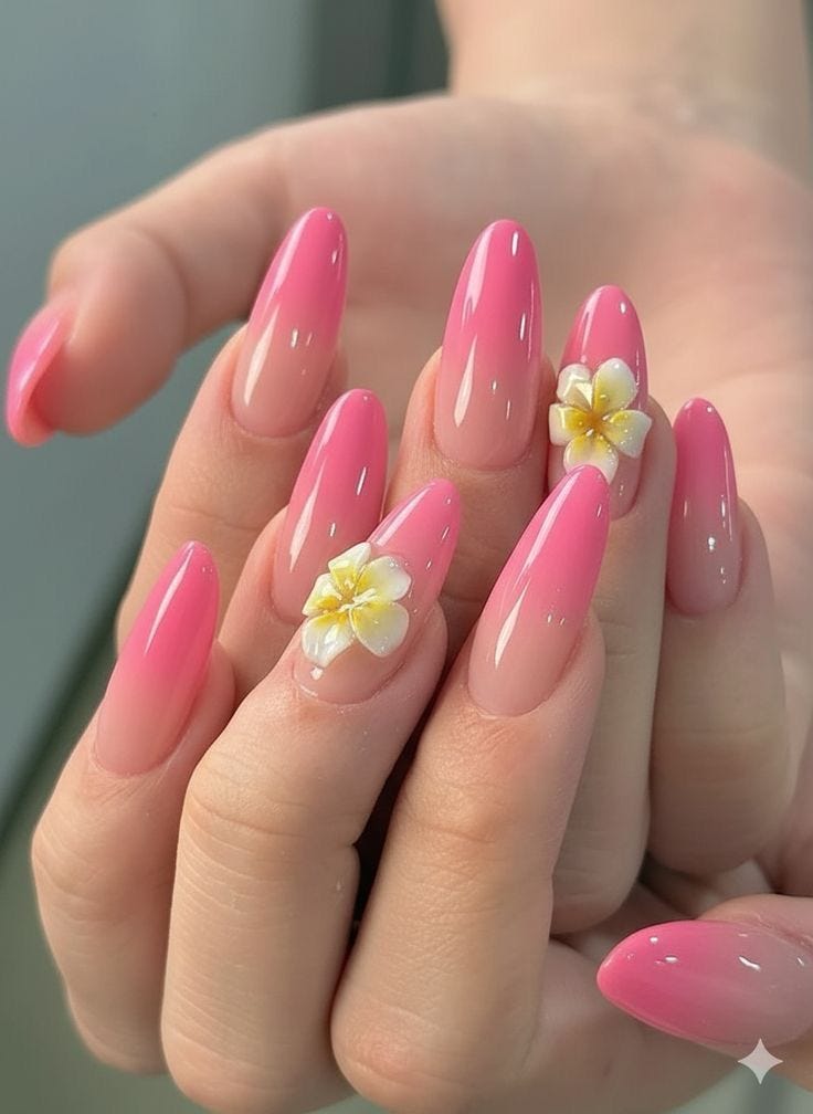 Glossy Pink Bloom Nails That Shine All Spring