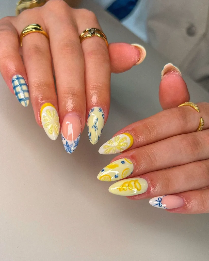 Fresh Lemon Art Nails With a Sunny Mediterranean Vibe