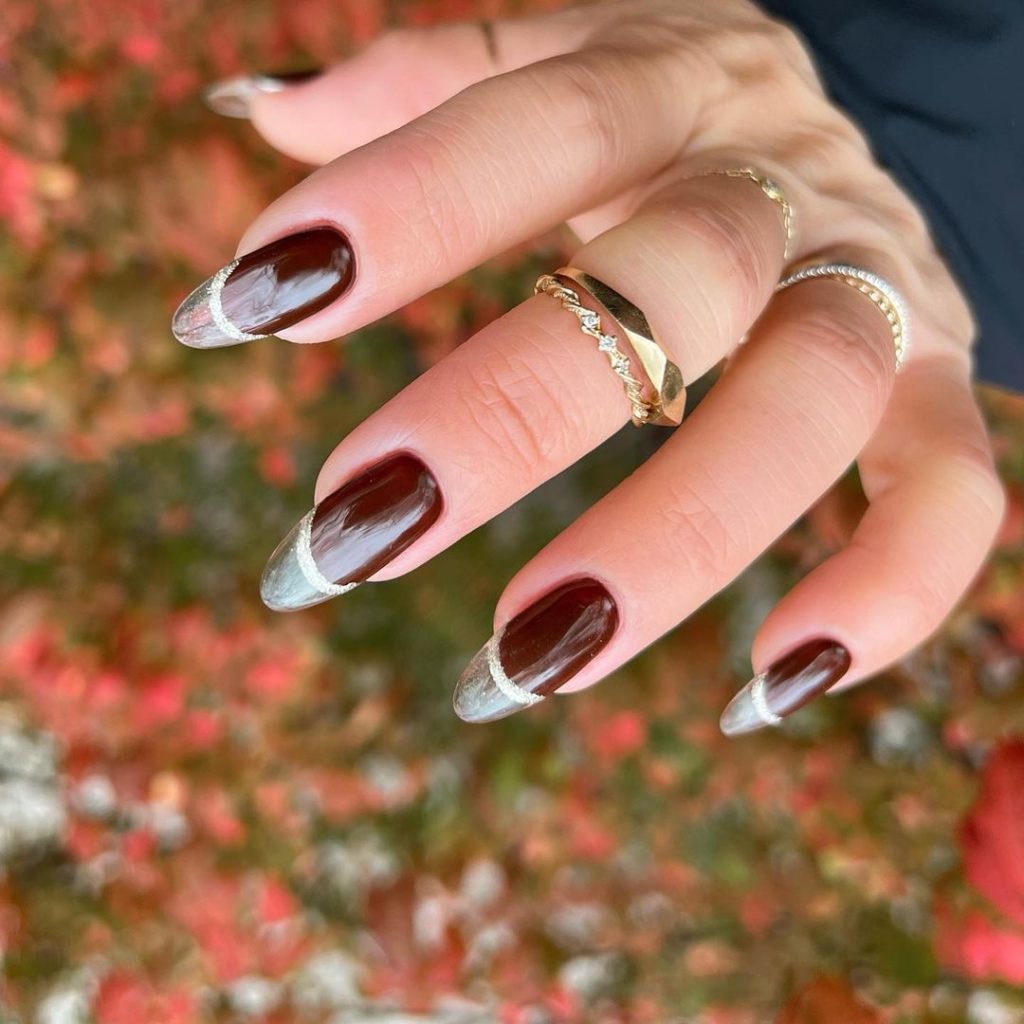 This Chocolate French Tip Nail Design Looks Rich and Timeless