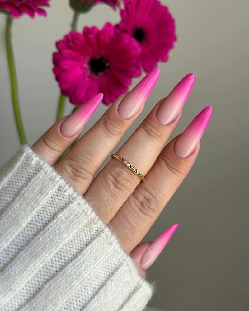 Bold Pink Ombre Nails