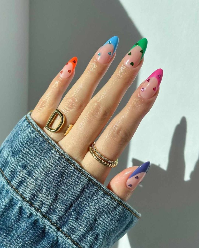 Rainbow Heart French Tips That Steal the Spotlight