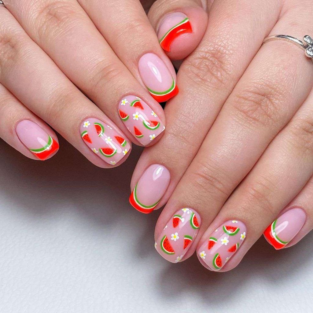 Juicy Watermelon French Tips That Feel So Fresh