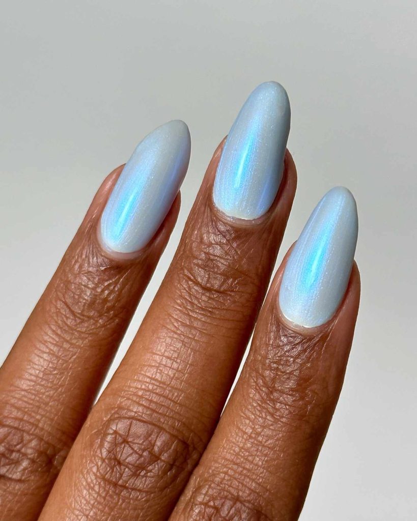 Dreamy Icy Blue Glow Nails That Shine Like Magic