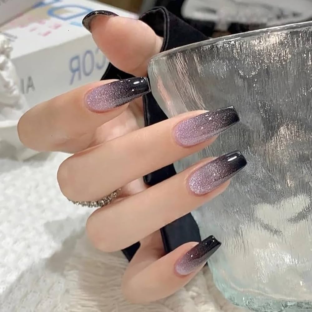 Dark Glitter Ombre Nails That Turn Every Hand Into a Statement