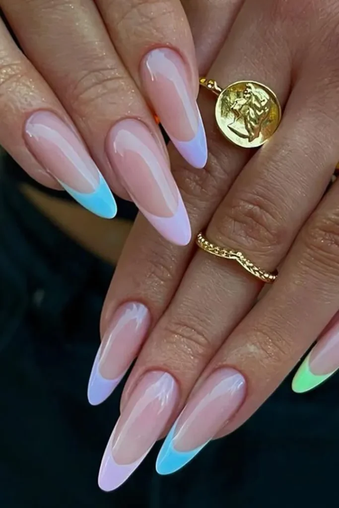 Pastel French Tip Gel Nails
