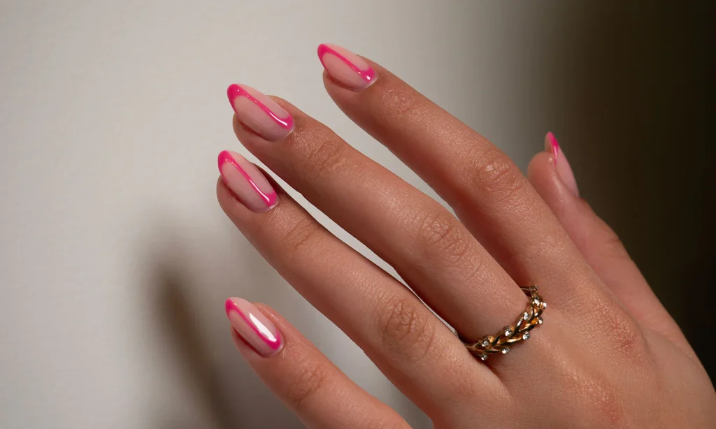 Hot Pink Outline French Tips That Look Sleek and Modern