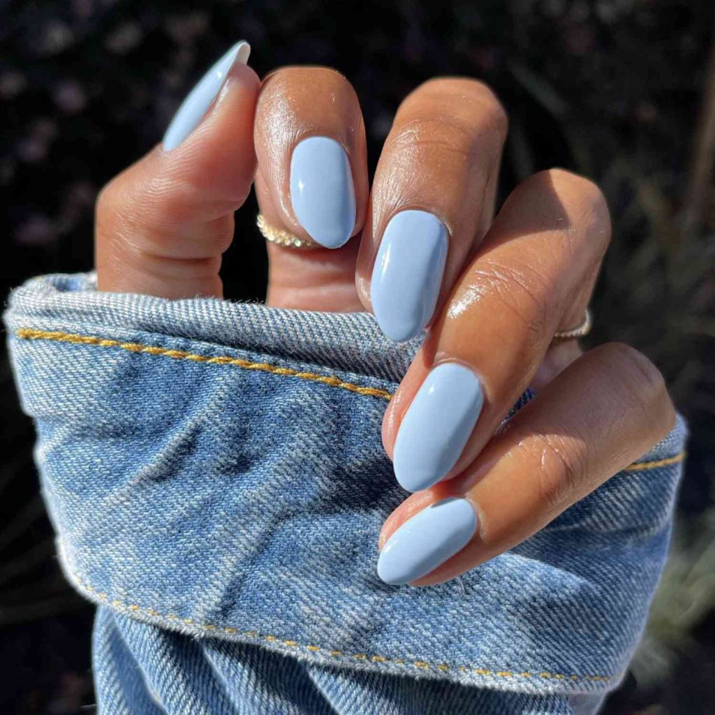 Clean Baby Blue Nails That Define Effortless Spring Style