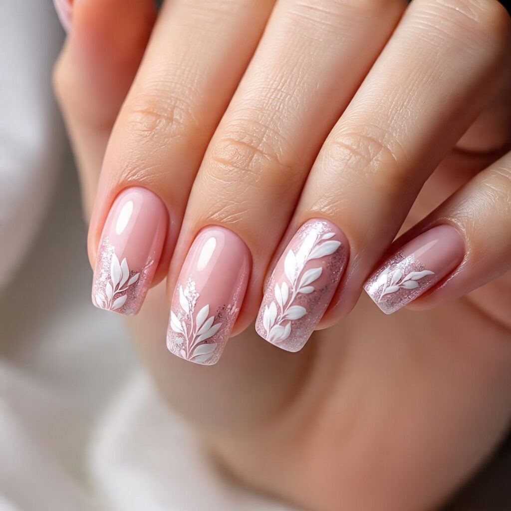 Soft Pink Floral Nails with a Graceful Touch