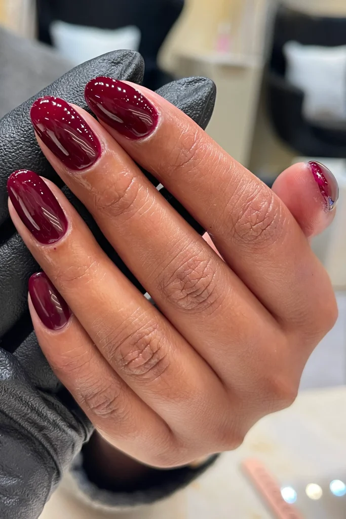 Glossy Burgundy Almond Nails That Feel Bold & Luxe