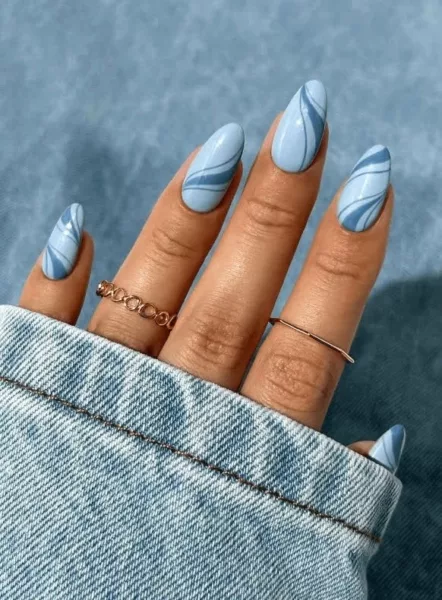 Dreamy Blue Wave Nails That Flow With Spring Vibes