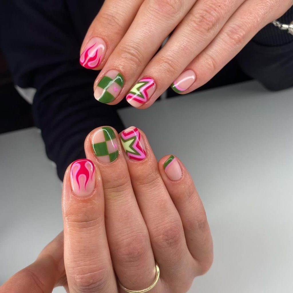 Funky Mix & Match Nails That Bring Retro Energy