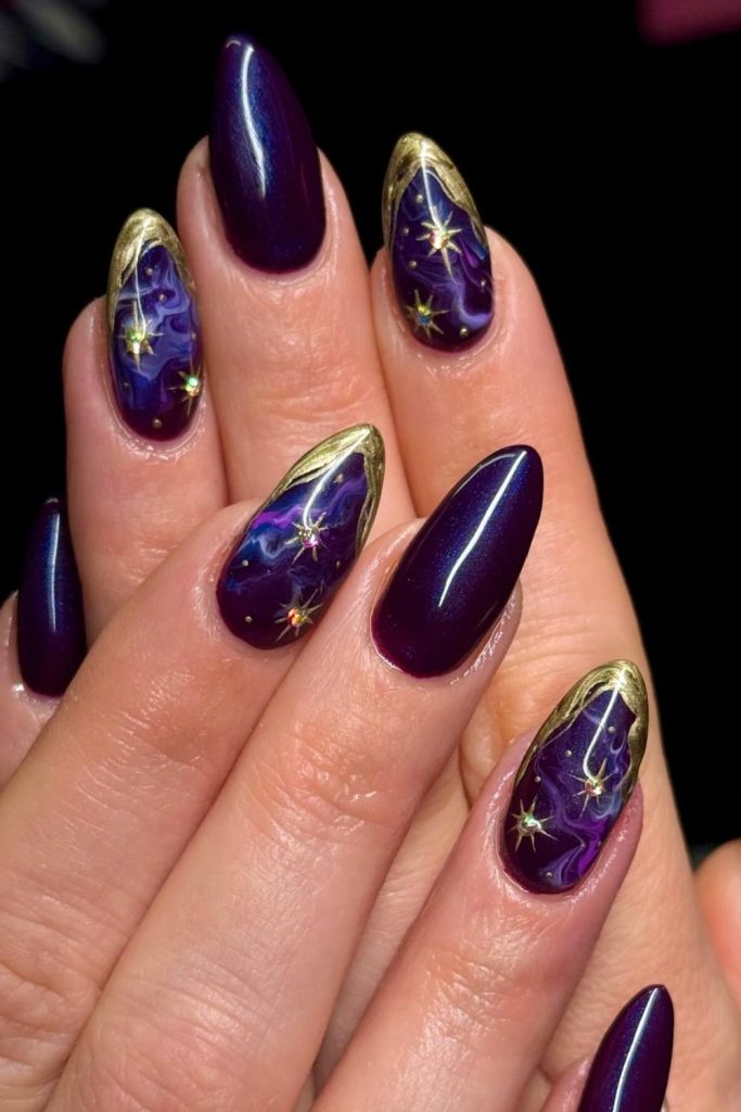 Cosmic Purple Nails That Turn Every Look Into Art
