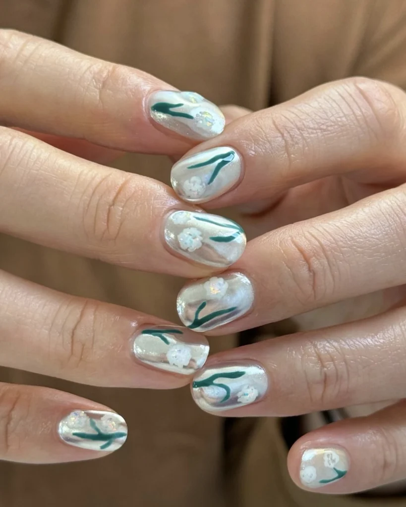 Pearl Floral Art Nails