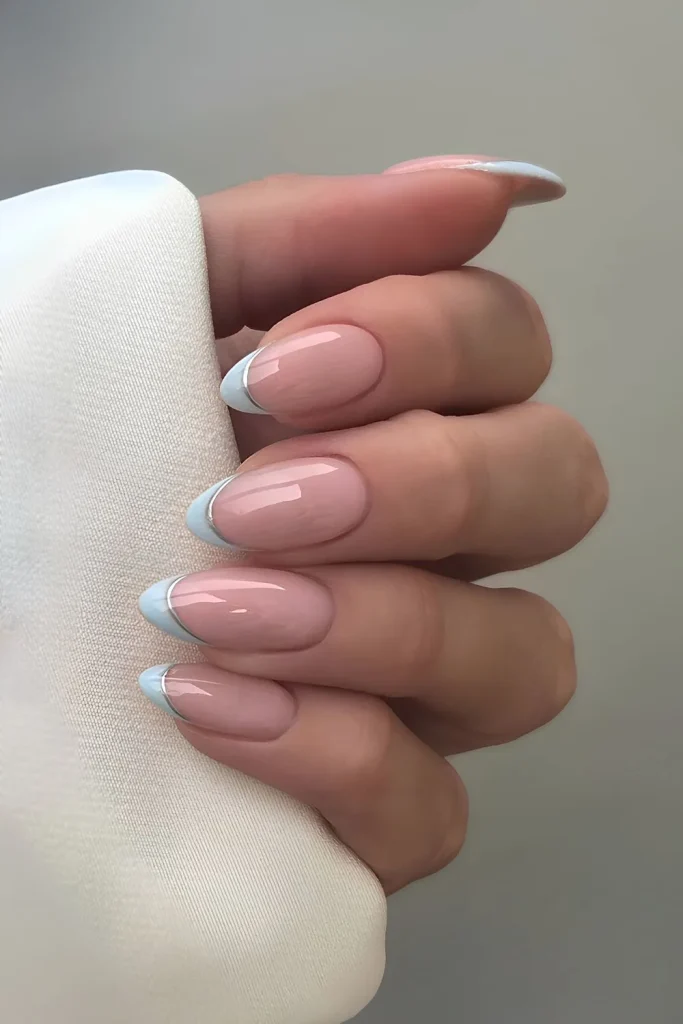 Icy Blue French Tips That Feel Clean and Luxurious