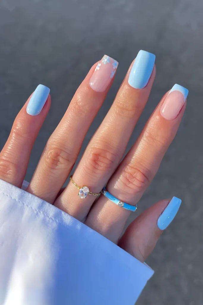 Fresh Baby Blue Nails That Glow With Soft Spring Charm
