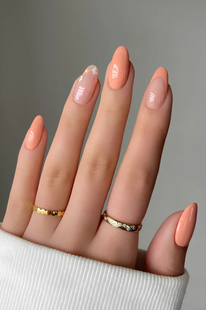 Peachy Almond Nails That Glow with Soft Spring Energy