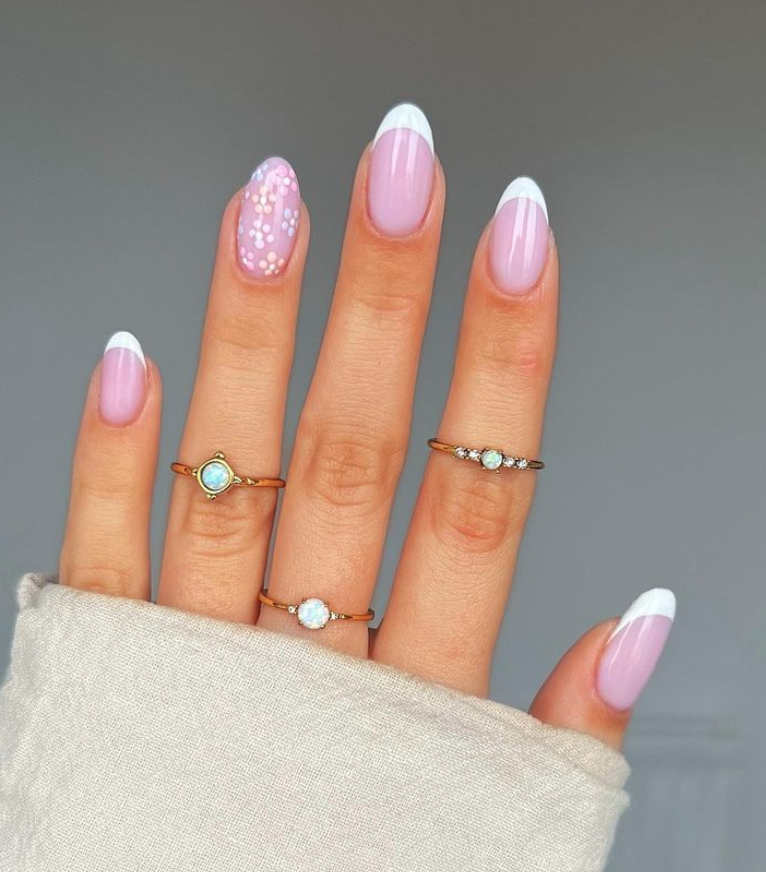 Classic White French Tips with a Soft Pink Glow