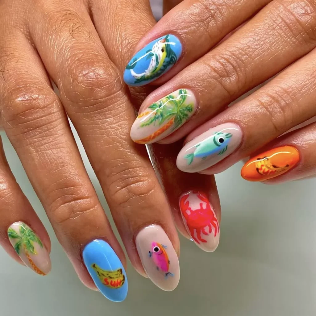 Playful Ocean Art Turns These Classy Beach Nails Into a Summer Story