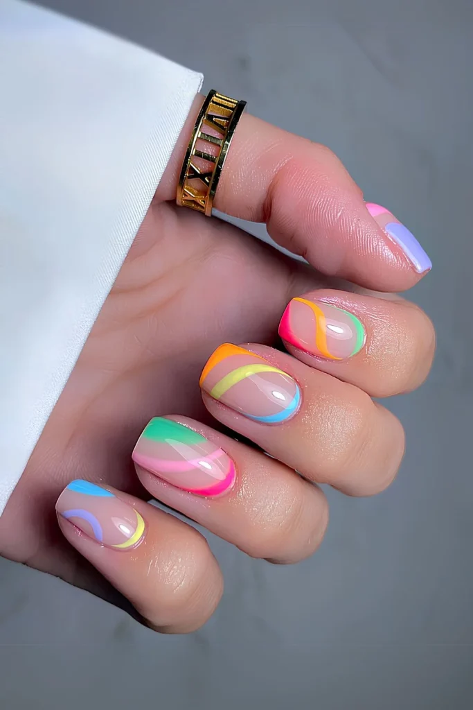 Neon Swirl Nails That Turn Every Look Into a Statement