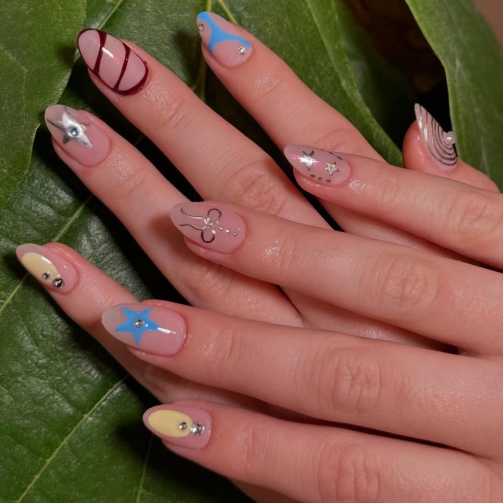 Playful Mixed Art Nails That Turn Every Detail Into a Statement