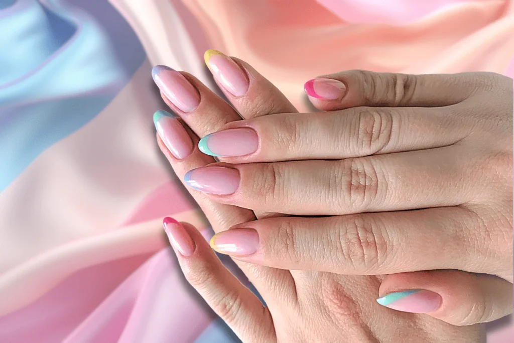 Pastel Rainbow French Tips That Feel Light and Playful