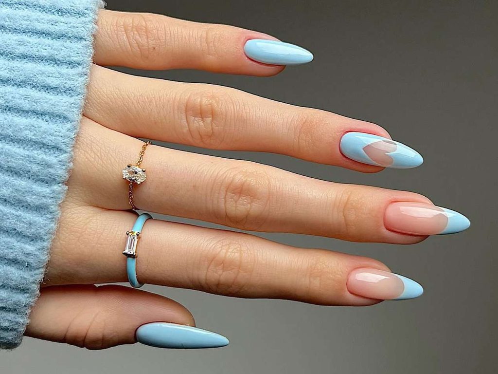 Chic Blue French Tips That Redefine Spring Elegance