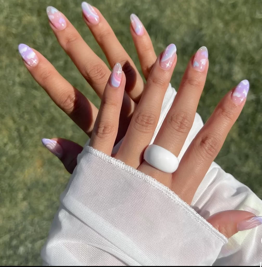 Pastel Sky Swirl Nails