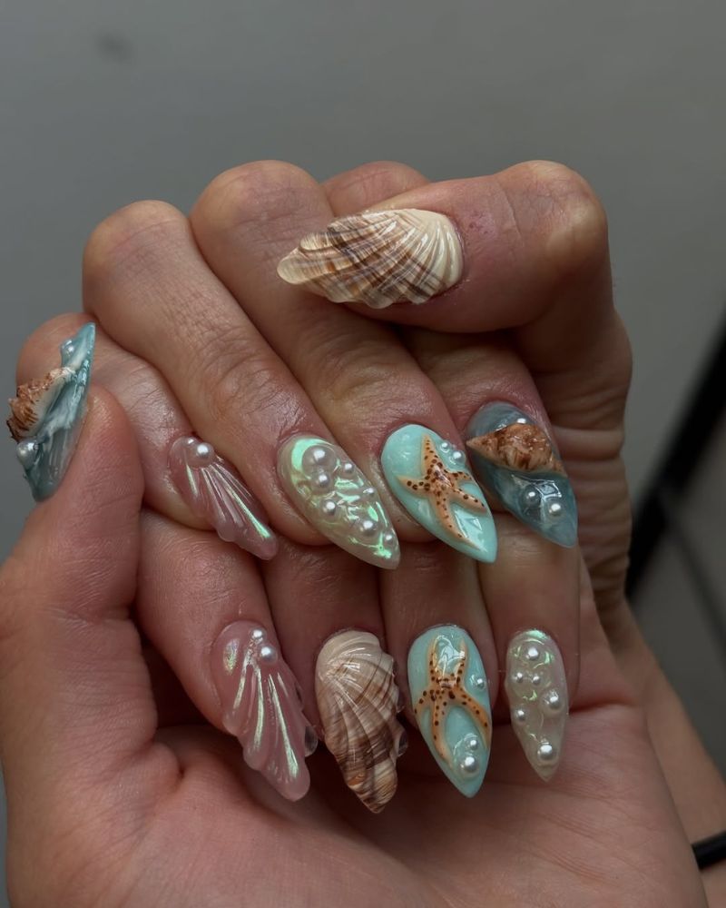 Luxury Meets Ocean Fantasy in These Classy Beach Nails