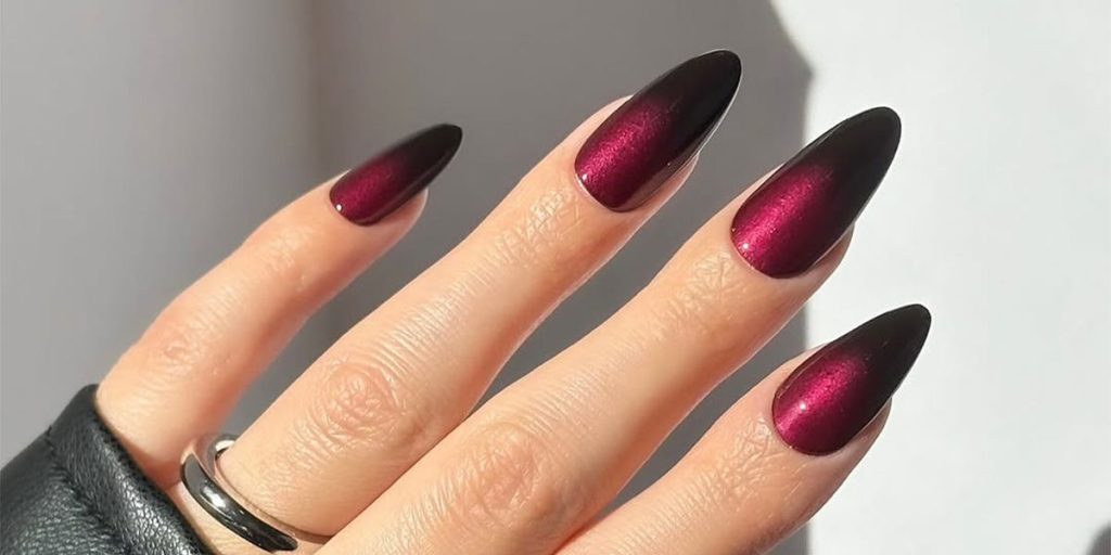Deep Wine Ombre Nails That Radiate Bold Luxury