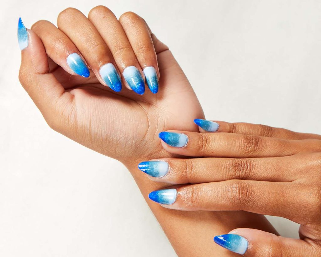 These Blue Ombre Nails Feel Fresh and Striking
