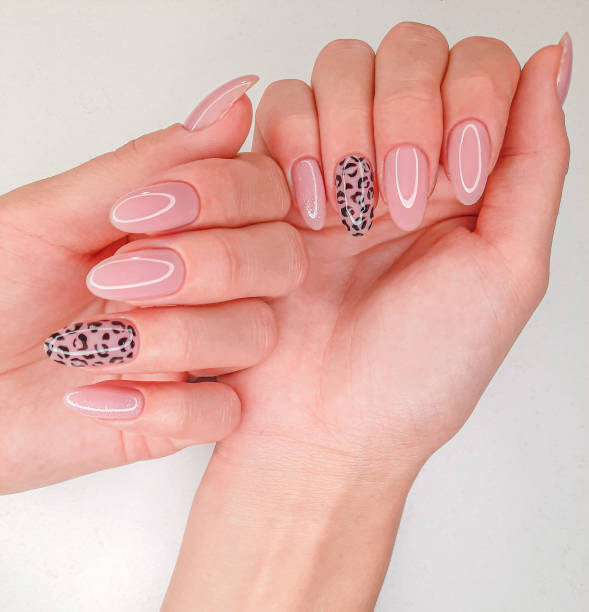 Nude Nails with Leopard Accent