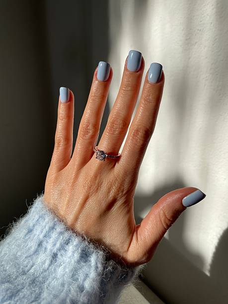 Cute Soft Blue Gel Nails
