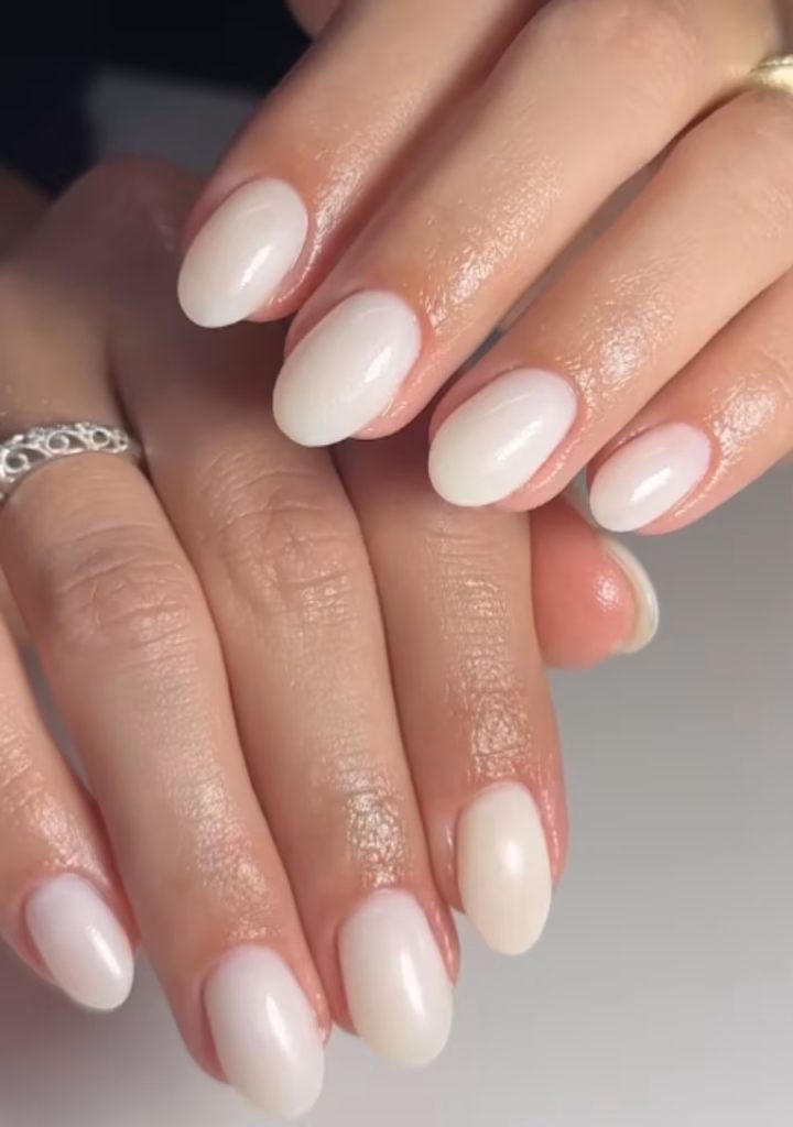 Milky White Nails with Gold Foil That Scream Quiet Luxury