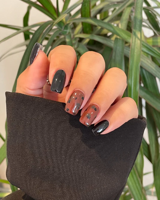 Black and Brown Speckled Nails