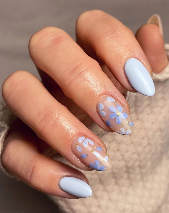 Soft Blue Blossom Nails That Feel Calm and Elegant