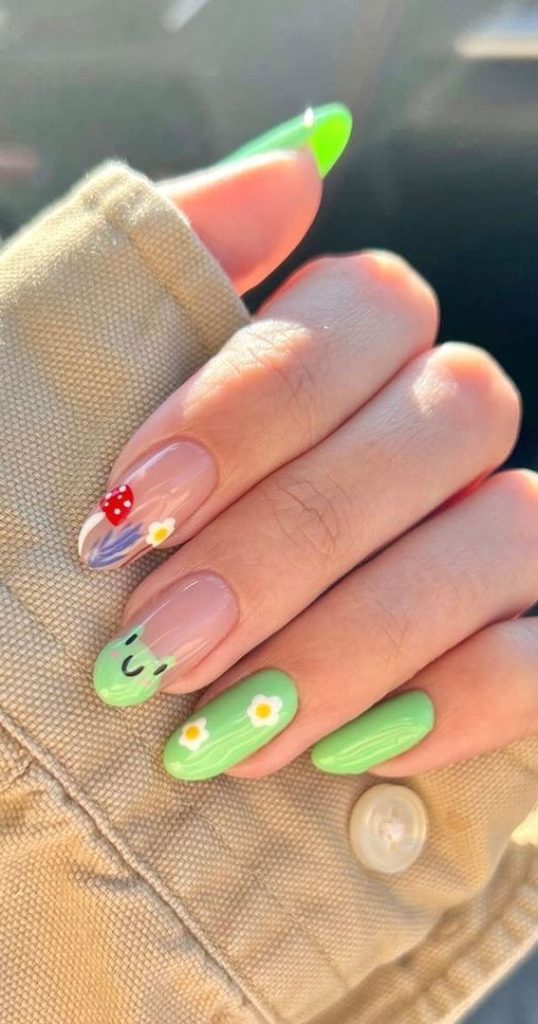 Green Garden Accent Nails