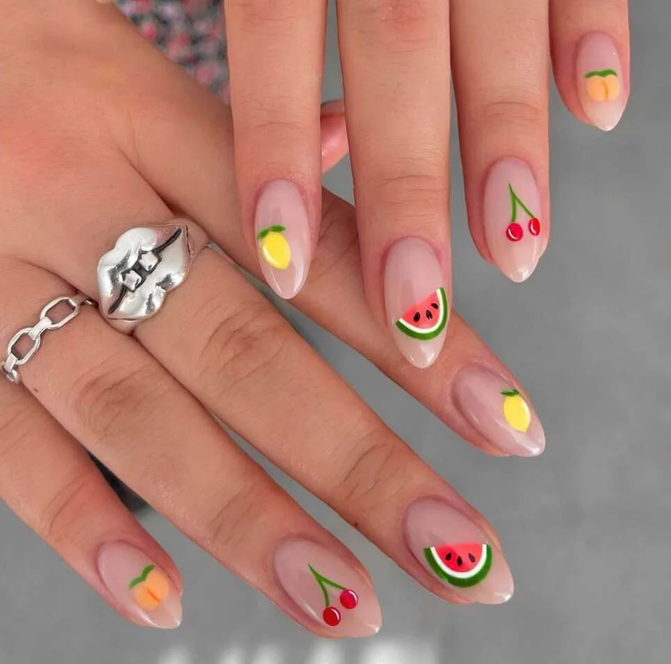 Fresh Fruit Vibes Bring a Fun Twist to Classy Beach Nails